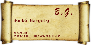 Berkó Gergely névjegykártya