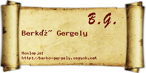 Berkó Gergely névjegykártya